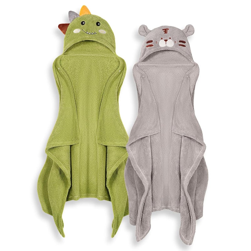 FUBANRAY Toddler Bath Towel Hooded Kids Towels Baby Bath Towels for Boy Girl 0-5 Year, 2-Pack Thick Absorbent Toddler Towels with Hood Kids Bath Towel, Large 50''x32'' Baby Hooded Towel for Kids - Image 1